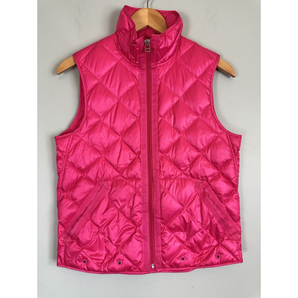 Ralph Lauren Sport Pink Puffer Duck Down Vest Small Diamond Quilted Full Zip
